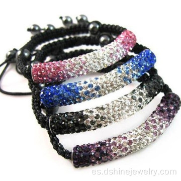 Tubo de Shamballa pulsera con Hematites rebordea la pulsera tejida